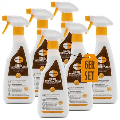 Produktbild von Renuwell Möbel-Schnellpflege Bienenwachs Möbelpflege Spar-Set 6 x 500 ml