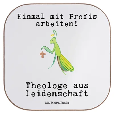 Produktbild von Mr. & Mrs. Panda Untersetzer Glas Theologe Leidenschaft - Weiß - Geschenk, Tassen, Gläser, gläseruntersetzer, Tasse, Coaster, für