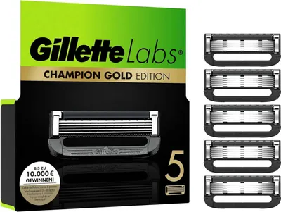 Produktbild von Gillette Labs Champion Gold Rasierklingen, 5 Klingen für glatte Rasur