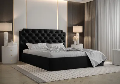 Image de AX LIVING Tybilla Lit 160x200 avec tiroir de lit en noir