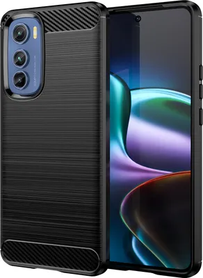 Produktbild von Motorola Edge 30 Hülle, Carbon-Faser TPU Silikon Stoßfest Schutzhülle für Motorola Edge 30 Schwarz