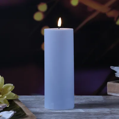 Obrázek produktu pro LED svíčka MIA - plastová - realistický 3D plamen - v: 20 cm - pro venkovní použití - pastelově modrá