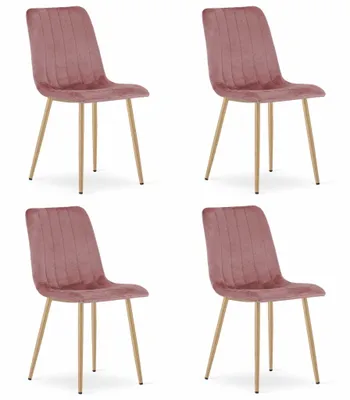 Image de Chaise LAVA - velours rose / pieds en bois x 4