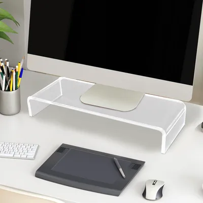 Immagine prodotto di Supporto per monitor in vetro | Colore: trasparente | Dimensioni: 53x7,48x3,54 cm