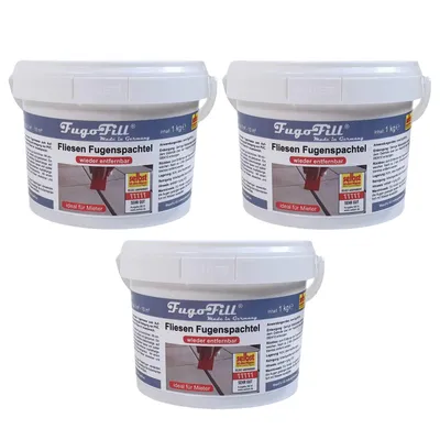 Produktbild von Entfernbare Fugenmasse für Fliesen FugoFill, 3 x 1 kg, grau