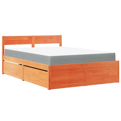 Produktbild von vidaXL Bett mit Schubladen und Matratze Wachsbraun 120x190 Massivholz