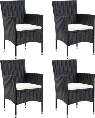 Image de vidaXL Chaises de jardin 4 pcs. Poly Rotin Noir - Chaises de jardin