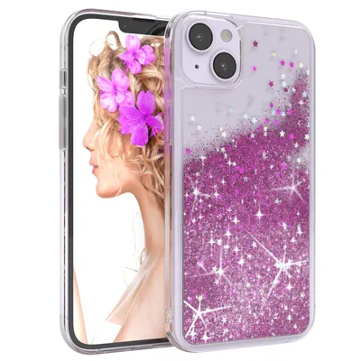 Produktbild von EAZY CASE - Glitzer Hülle kompatibel mit Apple iPhone 14 Plus Glitzer Schutzhülle, Soft Case, Backcover Transparent mit Motiv