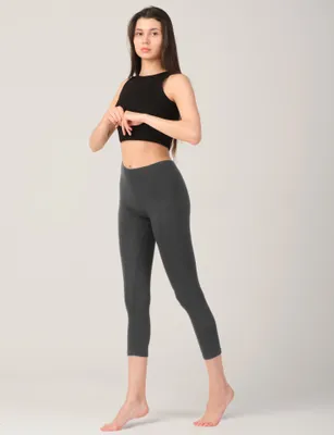 Produktbild von OCERA Basic Damen Leggings 3/4 Lang (Capri) aus atmungsaktiver Viskose Größen S - 2XL (36-54) - grau, 52-54