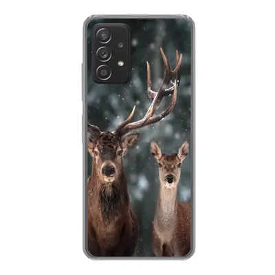 Produktbild von MuchoWow® Handyhülle Schutzhülle Hülle für Samsung galaxy a73 Hirsche - Tiere - Winter - Geweih - Schnee - Natur Silikon Softcase Handy Hülle - Handyhülle