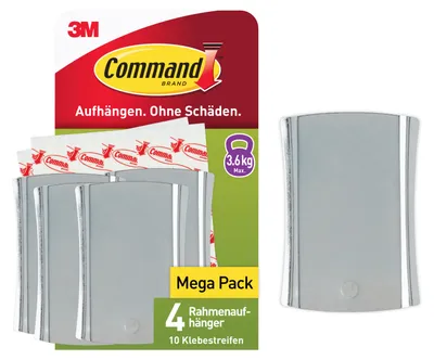 Produktbild von Command Universal-Klebenagel Jumbo 17048, Silber 4 Haken + 10 Strips, bis 3,6 kg