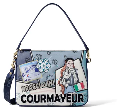 Produktbild von Braccialini Handtasche, Damen, Himmelblau, verstellbarer Schulterriemen, Reißverschluss, 32 x 23,5 cm