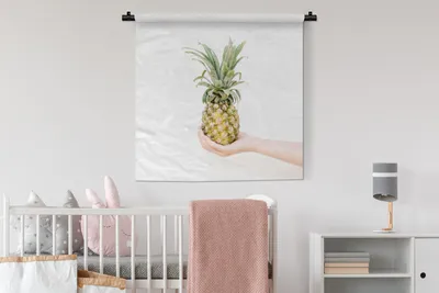 Produktbild von MuchoWow® Wandteppich Wandbehang Tropisch - Ananas - Gelb 90x90 cm Tapisserie Dekoration Wandtuch - Wandaufhänger