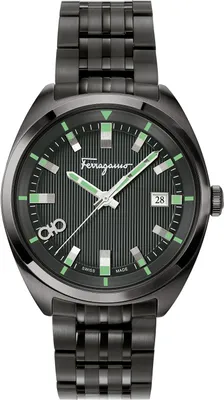 Image de Salvatore Ferragamo Evolution SFNJ00620 noir Montre en acier inoxydable pour homme NOUVELLE