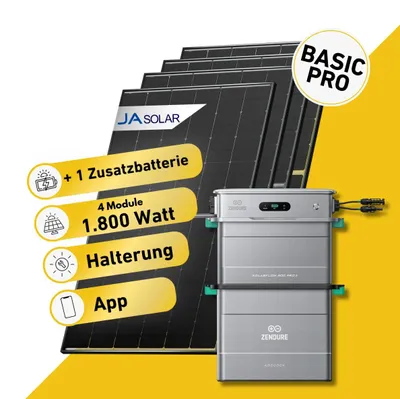 Produktbild von Balkonstrom Balkonkraftwerk 1820W Solaranlage mit Speicher |1xZusatzspeicher | Blechdachhalterung| 4xSolarmodul | Zendure SolarFlow 800 Pro 2