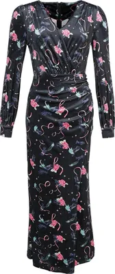 Produktbild von Voodoo Vixen Langes Kleid Damen Peacock Masquerade Maxi Velvet Dress multicolor XS
