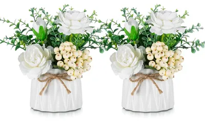 Immagine prodotto di Fiori artificiali in vaso per decorazioni da tavola (2 pezzi)