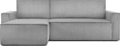 Produktbild von KONSIMO Linke/rechte Ecksofa mit Schlaffunktion mit Armlehnen "NAPI", Hellgrau, Cordstoff, Loft, 246x89x148cm