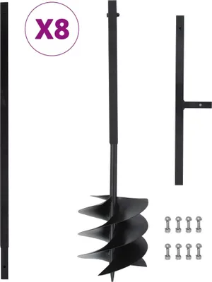 Produktbild von Erdbohrer mit Griff 250 mm mit Verlängerungsrohr 8 m Stahl