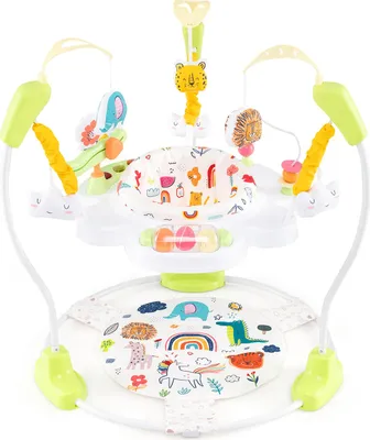 Zdjęcie produktu dla COSTWAY Baby Ocean Jumperoo, chodzik z regulacją wysokości, zabawkami, pozytywką i siedziskiem obracanym o 360°, dla dzieci od 6 miesięcy do 12 kg Żółty