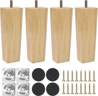 Image de Lot de 4 pieds en bois pour meubles, 12 cm