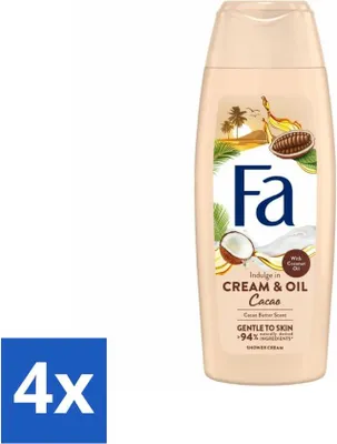 Productafbeelding van Fa - Crème & Olie Cacao - Douchecrème - Cacaoboter met kokosolie - 250 ml - Voordeelverpakking - 4 stuks