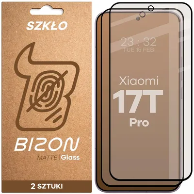 Produktbild von 2x Mattes Hartglas für Xiaomi 17T Pro, Bizon Glass Matte Duo, Schwarzer Rahmen
