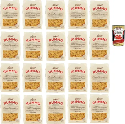 Produktbild von Rummo Farfalle n° 85 Pasta Lenta Lavorazione Teigwaren aus Hartweizengrieß Bronze-Zeichnung 20x 500g + Italian Gourmet polpa 400g