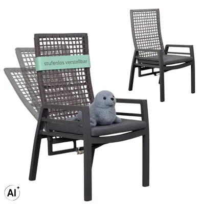 Produktbild von Relaxsessel Gartenstuhl 2er Set Lucena mit Sitzkissen Gartensessel