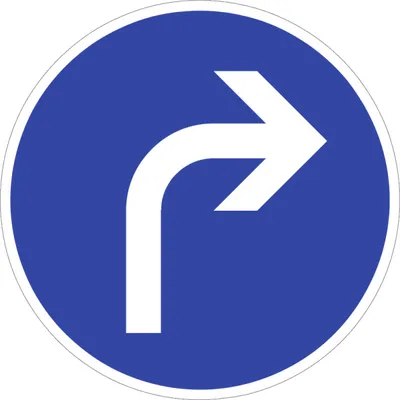 Produktbild von Verkehrsschild VZ209, Vorgeschriebene Fahrtrichtung rechts, Alu, RA1, Ø 600 mm