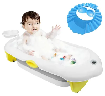 Image de Support pour baignoire de bébé, design pliable, thermomètre intégré, GRIS