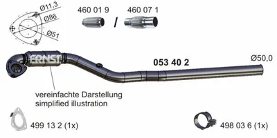 Produktbild von ERNST Abgasrohr Auspuffrohr für OPEL Astra H Caravan (A04) Vorne 053402