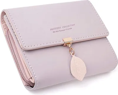Image de Petit porte-monnaie Femme Similicuir Rose clair avec décor de feuilles