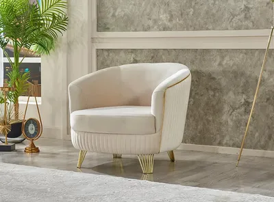 Produktbild von Weiß Sessel Modern Textil Polster Sitz Textil Wohnzimmer Polstermöbel