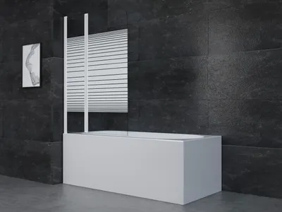 Produktbild von Badewannenfaltwand MARWELL White Lines  100 x 140 cm - Duschwand für Badewanne 2-teilig faltbar in matt weiß- Duschabtrennung aus 4 mm starken ESG