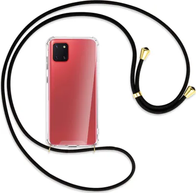 Produktbild von Handykette Backcover-Schutzhülle mit Band (Metall goldfarben) für Samsung Galaxy Note 10 Lite - schwarz