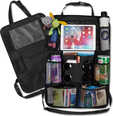 Image de EDIBAZZAR | Organiseur de siège de voiture imperméable avec poches pour tablettes et petits objets, 2 pièces