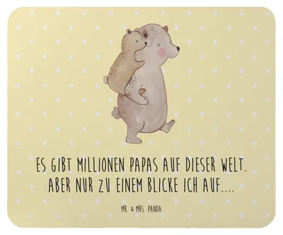 Produktbild von Mr. & Mrs. Panda Mauspad Papa Bär - Gelb Pastell - Geschenk, Mousepad, laptop, Vater, Mouse Pad, Geburtstag, Vatertag, pc, Muttertag