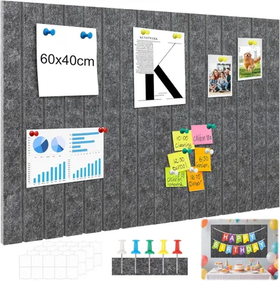 Produktbild von Pinnwand Set 60x40 cm, 4 Stück 20x30 cm, dunkelgrau, für Büro