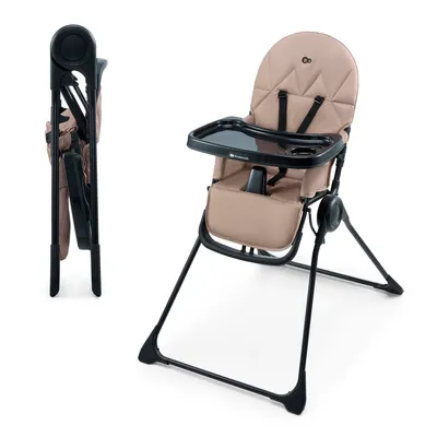 Zdjęcie produktu dla Krzesełko do karmienia Kinderkraft BINCI - składane, ultralekkie (5 kg), 3-stopniowa regulacja blatu z uchwytem na kubek, 5-punktowe pasy bezpieczeństwa, beżowe
