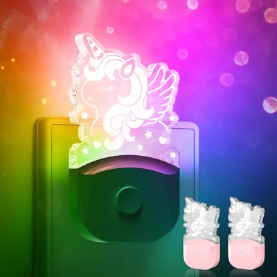 Produktbild von LED Nachtlicht Steckdose Rosa Einhorn Design RGB 2er-Pack