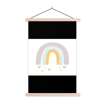 Produktbild von MuchoWow® Textilposter Regenbogen - Herzen - Mädchen - Jungen - Pastellfarben 60x45 cm mit holzfarbenen Rahmen - Bild