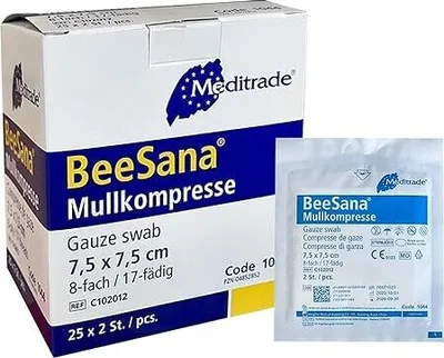Produktbild von Sterile Kompressen 7.5x7.5 cm 50 Stück Nicht klebende Wundauflagen, Mullkompressen Steril 8 Lagen Verbandsmaterial, Wundkompressen zur Wundversorgung