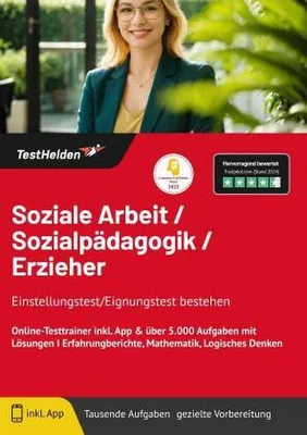 Obrázek produktu pro Soziale Arbeit / Sozialpädagogik / Erzieher Einstellungstest/Eignungstest bestehen - Online-Testtrainer inkl. App & über 5.000 Aufgaben mit Lösungen I Erfahrungberichte, Mathematik, Logisches Denken