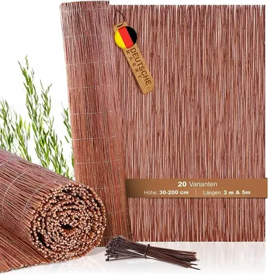 Imagen del producto de Silecomplaza Weidenmatte - 20 tamaños - Valla de sauce, 160 cm de alto x 500 cm de largo - Panel de protección para balcones, valla para jardín, pantalla, valla para jardín, balcón, valla de protección de madera de sauce