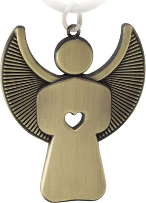 Produktbild von FABACH Schutzengel Schlüsselanhänger Pikto mit Herz - Edler Engel Anhänger aus Metall in mattem Bronze - Geschenk Glücksbringer Auto Führerschein - Fahr vorsichtig