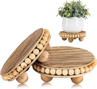 Productafbeelding van Houten Verhogers - Decoratieve Risers - Display Decoratie - Rustieke Boerderij Stijl - 2 Stuks - Koffie