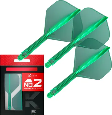 Produktbild von Target Darts K Flex Integrierte Dartflights No.2 - Intermediate 26mm, Grün