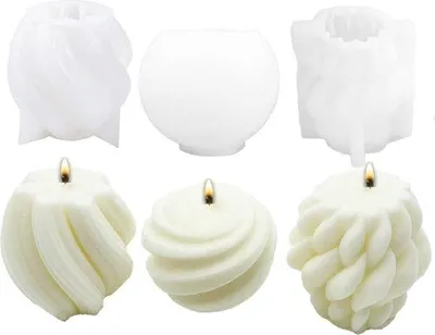 Produktbild von Famanu Set von 3 Silikon-Kerzenformen - Spiral-, Rund- und Bubble-Formen