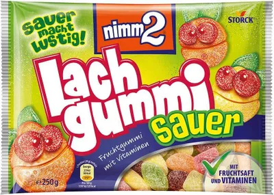 Produktbild von Open Food Lach Gummi Sauer - Nimm2 - 250g, 250 g, D, 329 kcal, 61,8 g, 0,1 g, 0,1 g